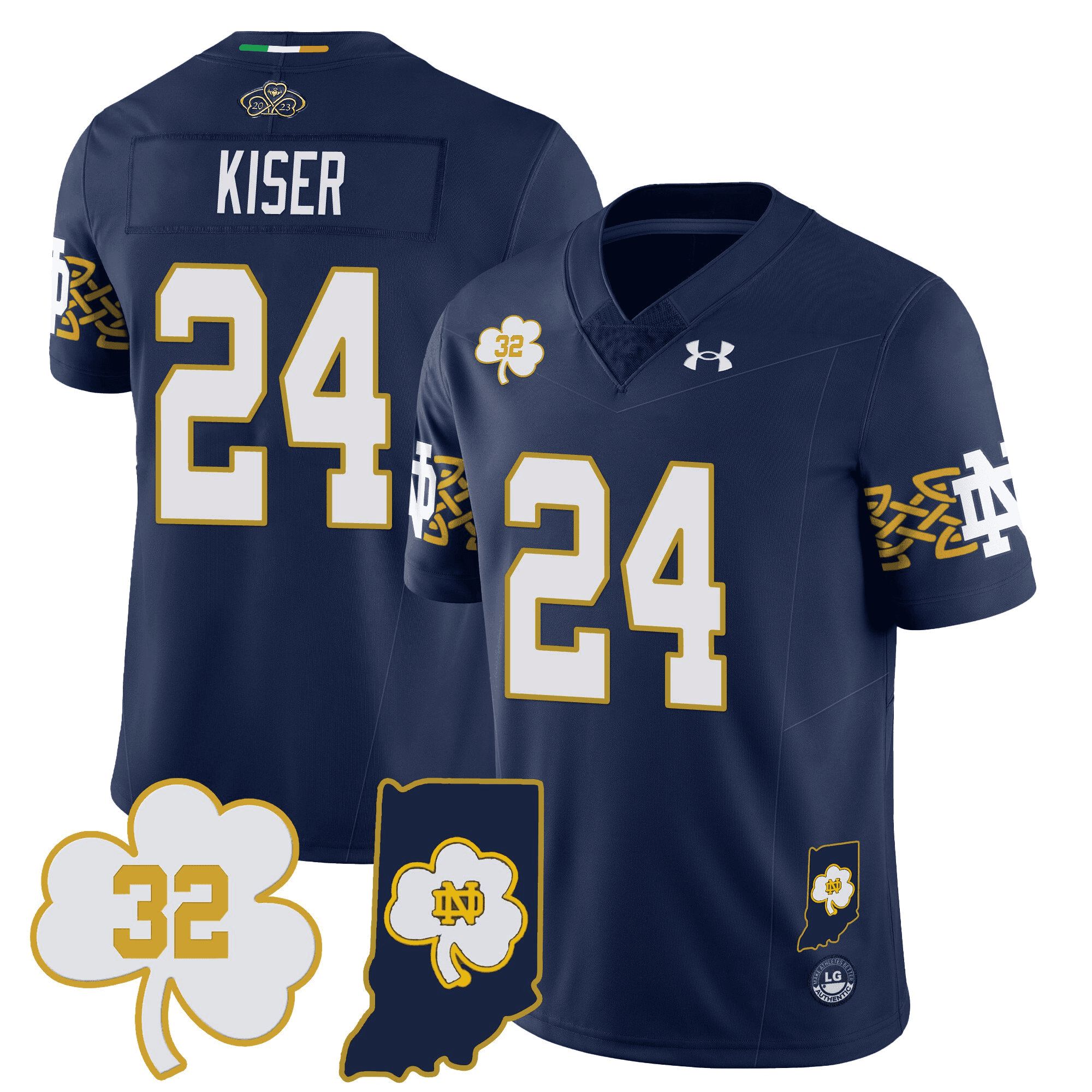 Men Notre Dame Fighting Irish #24 Kiser Drak Blue 2024 Vapor Limited NCAA Jersey style 1